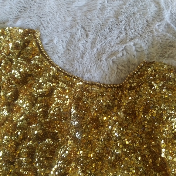 🌹Silk Gold Sequin Dress by Joseph le Bon - Picture 4 of 15